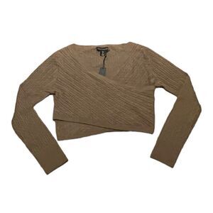 NWT House of Harlow 1960 Women’s Brown Cross Front Sweater, Size L, NWT